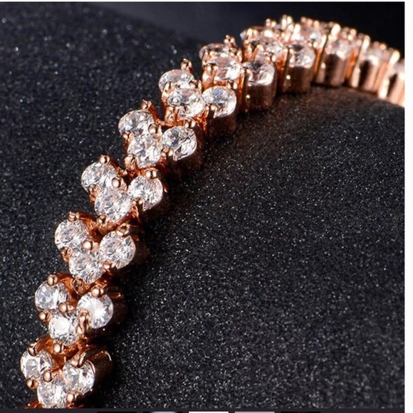 Rose Gold Tennis Bracelet White Topaz Stone - Picture 3 of 5